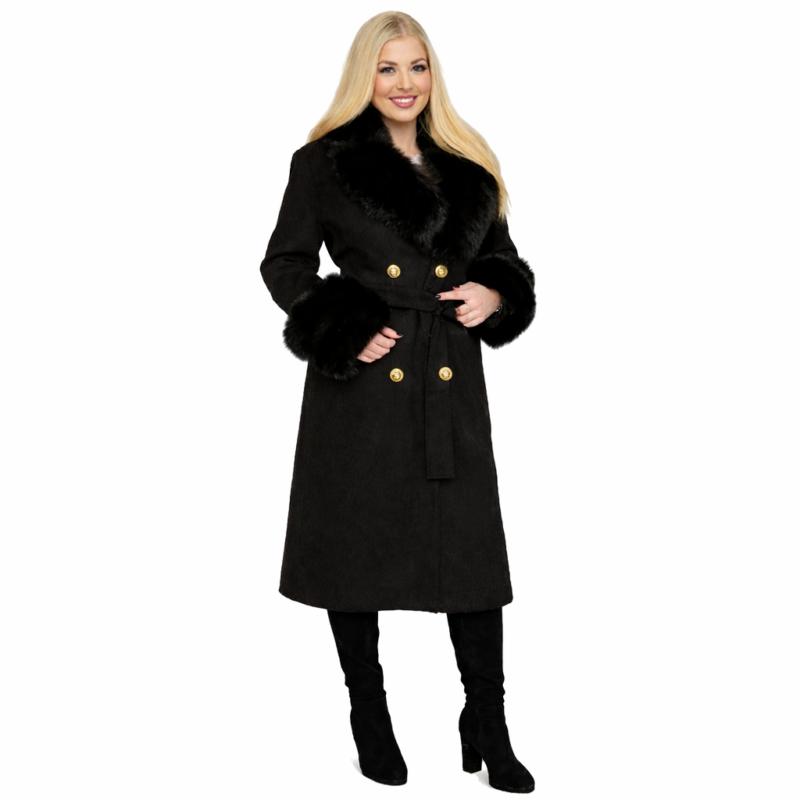 Płaszcz  damski z futrem
