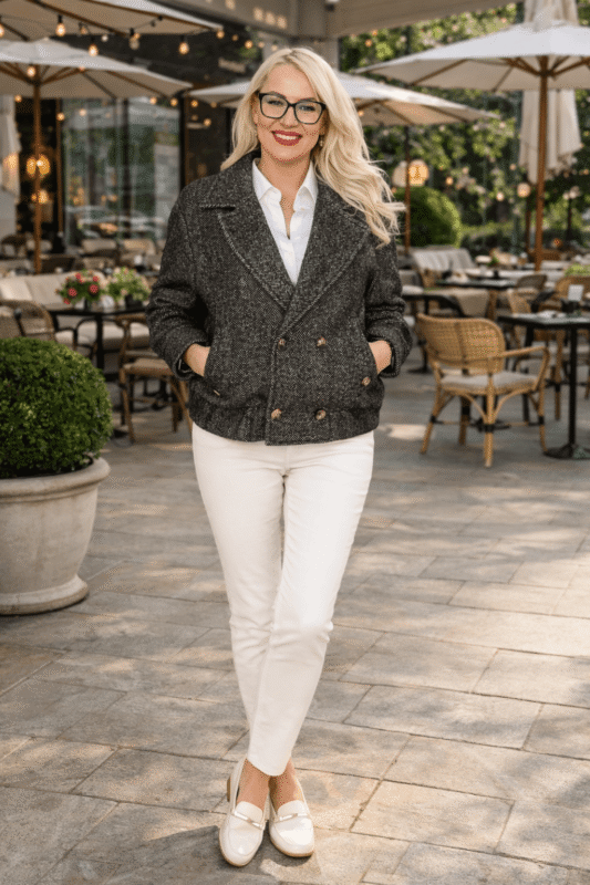 Wiosenna kurtka damska na guziki – miękka, ciepła kurtka przejściowa włoska produkcja