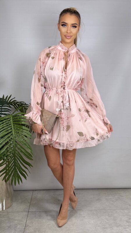 Sukienka  kobieca w kwiaty tiulowa