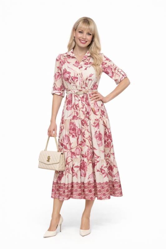 Sukienka damska w kwiaty długa