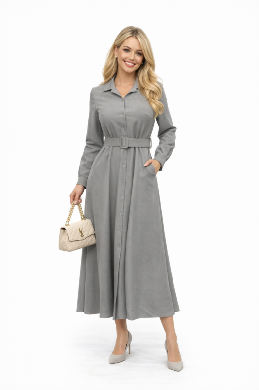 Sukienka elegancka koszulowa długa