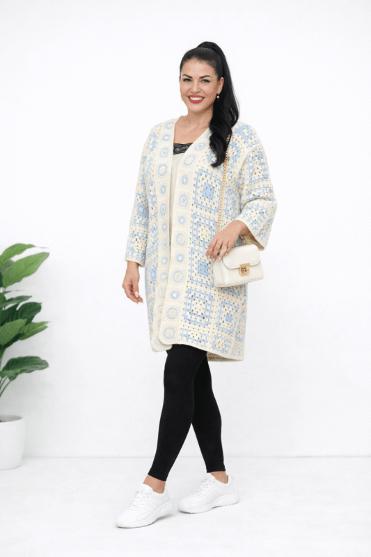 Elegancki kardigan z  włoskiej wełny