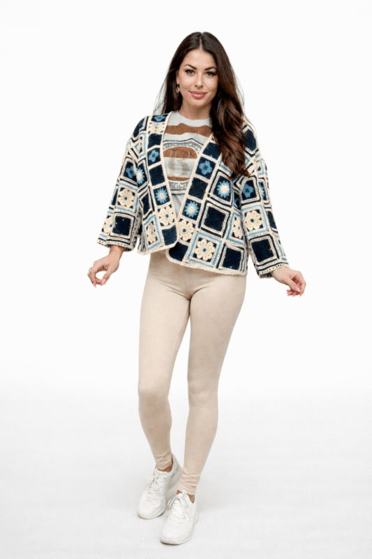 Stylowy kardigan wykonany w  z włoskiej wełny