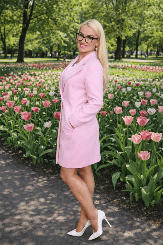 Płaszcz damski elegancki różowy wiosenny lekki włoski